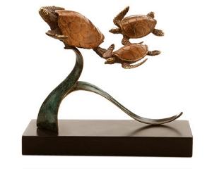Triple Turtles Sea life Sculpture 80133
