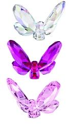 Sparkling Butterflies Fushia, Rosaline, Aurora Borealis Set of 3