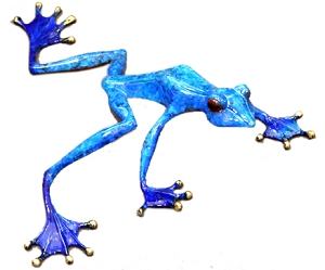 Blue Vivacious Bronze Frog by Barry Stein