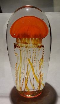 Pacific Coast Orange Glass Jellyfish Sculpture by Richard Satava