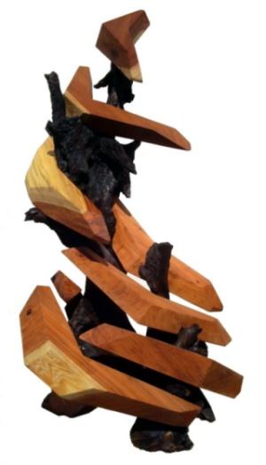 Stairway To Success Redwood Sculpture by Daryl Stokes