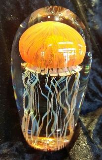 Pacific Coast Glass Orange Jellyfish Sculpture, small size