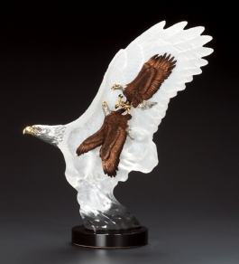 Two Metal Eagles engaged in a sky battle. Leading the Way Sculpture