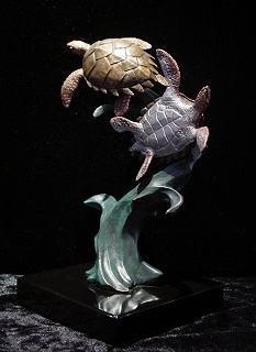 Sea Turtles Metal Sculpture -Neptune's Children - by Kitty Cantrell