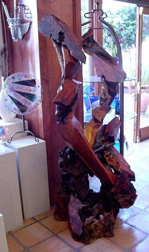 Crystal Fox Gallery Redwood Sculptures Display