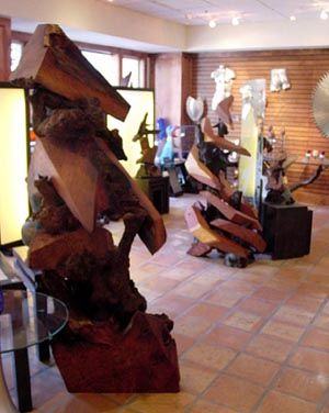 Crystal Fox Gallery Redwood Sculptures Display