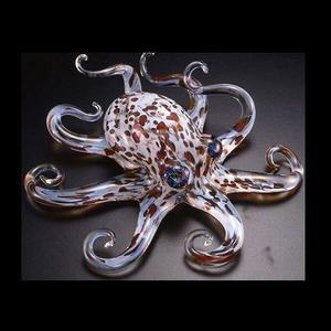 Opaline Speckled HopkoGlass Octopus Sculpture (please select size)