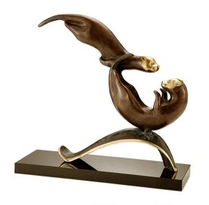 Balancing Act Bronze Sea Otters Sculpture 80185