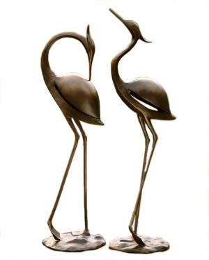 Contemporary Heron Pair Garden Sculptures