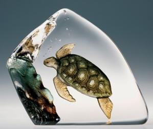 Sea Turtle-Glass Sealife Sculpture- MJ 33943