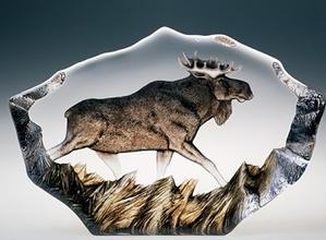 Moose - Ltd Edition Crystal Etching by Mats Jonasson