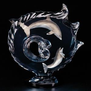 Encompassed-Lucite Dolphins Sculpture