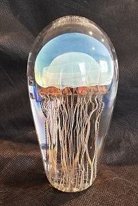 Blue Moon Glass Jellyfish Sculpture Satava, med size