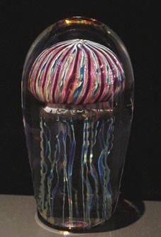 Purple Ribbed Glass Jellyfish Sculpture Satava small size