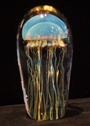 Blue Moon Glass Jellyfish Sculpture Satava, small size