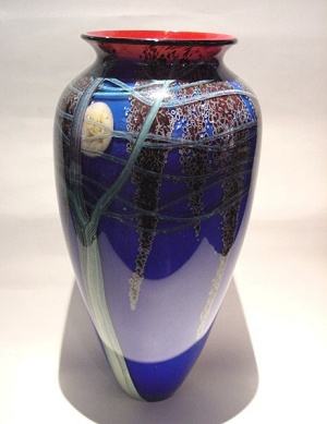 Satava  Blue Harvest Moon Vase  - tall