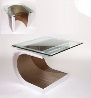 Meandering Glass Top End Table