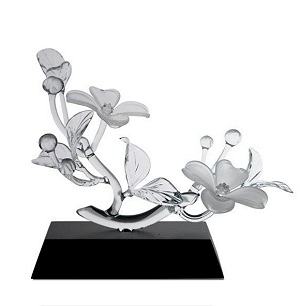 Frabel Studio Glass Dogwood, Two Blossoms, Frosted