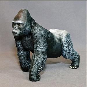 Bronze Gorilla Silverback Male Sculpture- Brown/Black