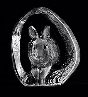 Mats Jonasson Etched Glass Rabbit - MJ34007