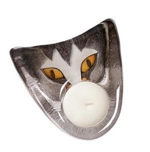 Katt - Mats Jonasson Crystal Cat Tea Light Candle Holder 69028