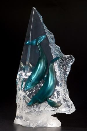 Into The Blue, Whales Sculpture by Dan Medina