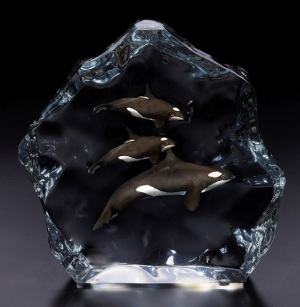 Orca Whales Mixed Media Metal Sculpture  Northern Paradise