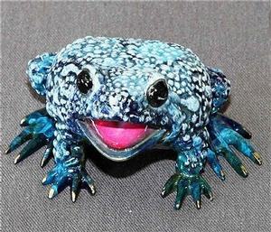 Boobala Blue - White  Bronze Frog by Barry Stein