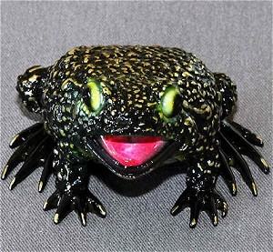 Boobala Black and Yellow  Bronze Frog by Barry Stein