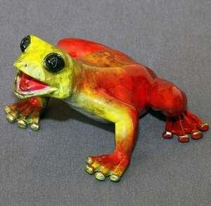 Yellowhead Red Jason Bronze Frog Sculpture by Barry Stein