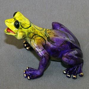 Yellowhead Purple Jason Bronze Frog Sculpture by Barry Stein