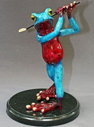 Bronze Frog Golfer Sculpture - Hilarious frog golfers in bronze