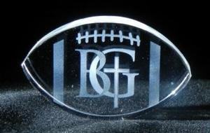 Football Shaped Crystal Custom Laser etched award