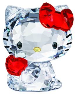 Swarovski Crystal Hello Kitty with Red Hair Bow holding a Red Apple
