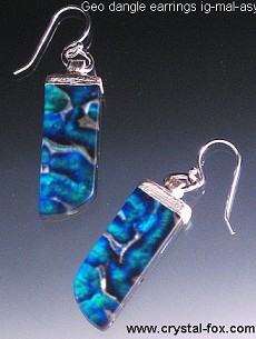 Geo Dangle Pierced Earrings Dichroic Glass IG MAL ASYM