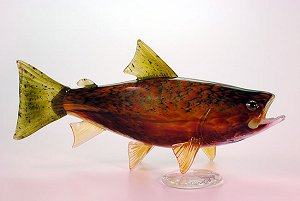 Cutthroat Freshwater Trout Fish Glass Sculpture by HOPKO