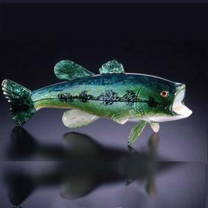 Large Mouth Bass Art Glass Sculpture by HOPKOGlass