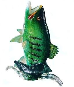 Large Mouth Leaping Bass Fish Sculpture by Michael Hopko