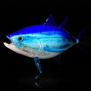 Blue Fin Tuna Art Glass Fish Sculpture by Michael Hopko