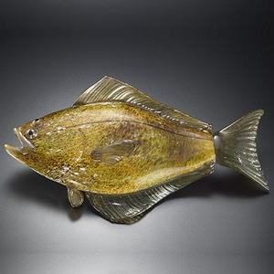 Halibut Salt Water Glass Fish Sculpture by Michael Hopko