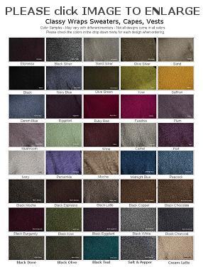 Color Samples for Classy Wrap line