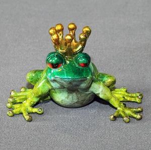 Barry Stein Green Head Yellow Bronze Frog Prince Sculpture