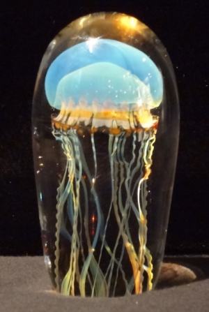 Blue Moon Glass Jellyfish Sculpture Satava - small size