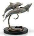 Bronze Triple Dolphins Sealife Sculpture