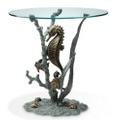 Seahorse Glass Top End Table 33786