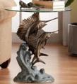 Marlin and Sailfish Glass Top Accent Table
