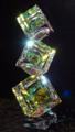 Triple Optical Crystal Cube - Large Sculpture