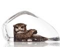 Mats Jonasson Crystal hand painted Otter Sculpture  34178