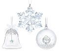 Swarovski 2016 Ornament Set Snowflake,Ball,Bell