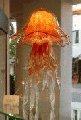 Orange Glass Jellyfish Lamp, Double Dome